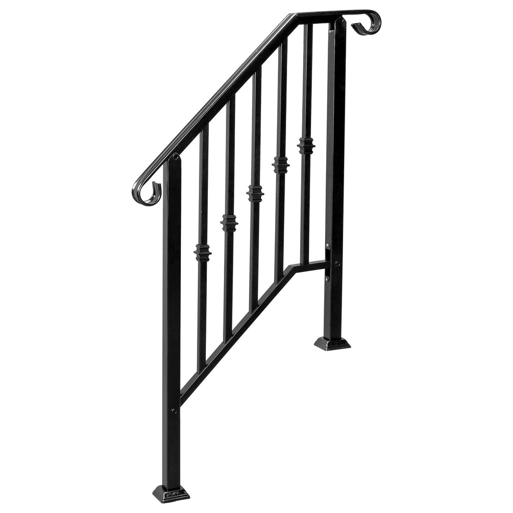 [Same Code: 89100953]Matte Black Outdoor 2-Step Iron Handrail