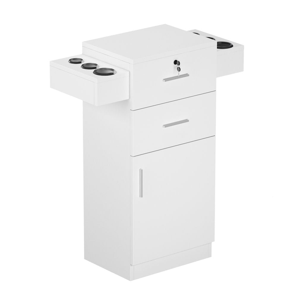 [Same code 89922933]Barbershop Salon Locker / Hair Dryer Rack Drawer with Lock White
