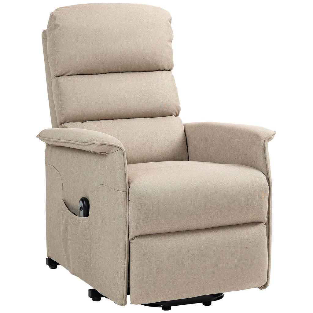 Senior Power Lift Chair Recliner, Electric, Remote Control, Comfort Design, Plush Seating, Beige