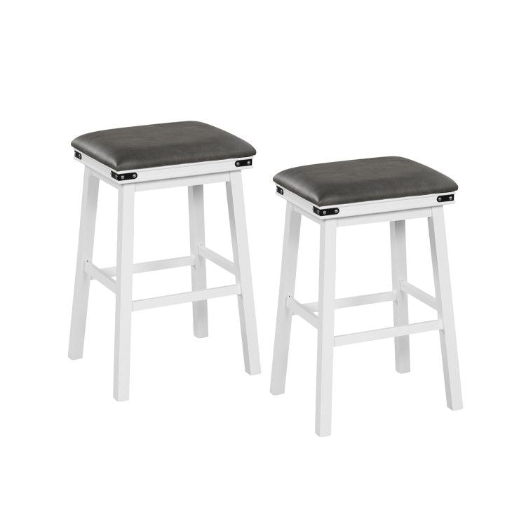 Set of 2 24/30 Inch Dining Bar Stool with Acacia Wood Frame