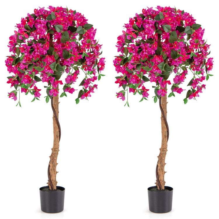 Set of 2 4.5 Feet Artificial Azalea Tree with Cement Pot