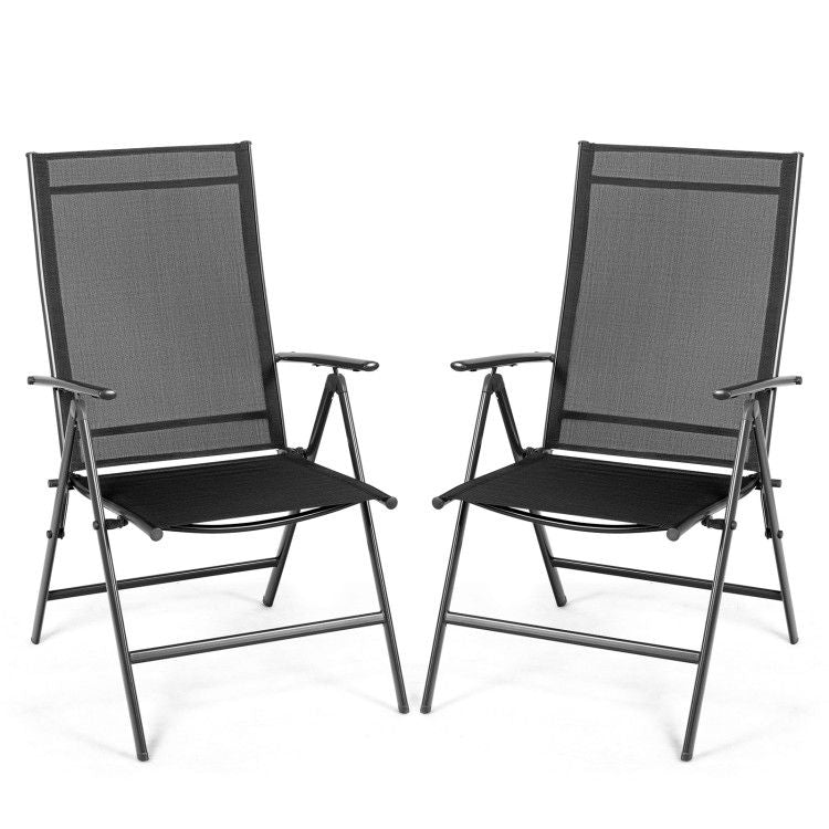 Set of 2 Adjustable Portable Patio Folding Dining Chair Recliners
