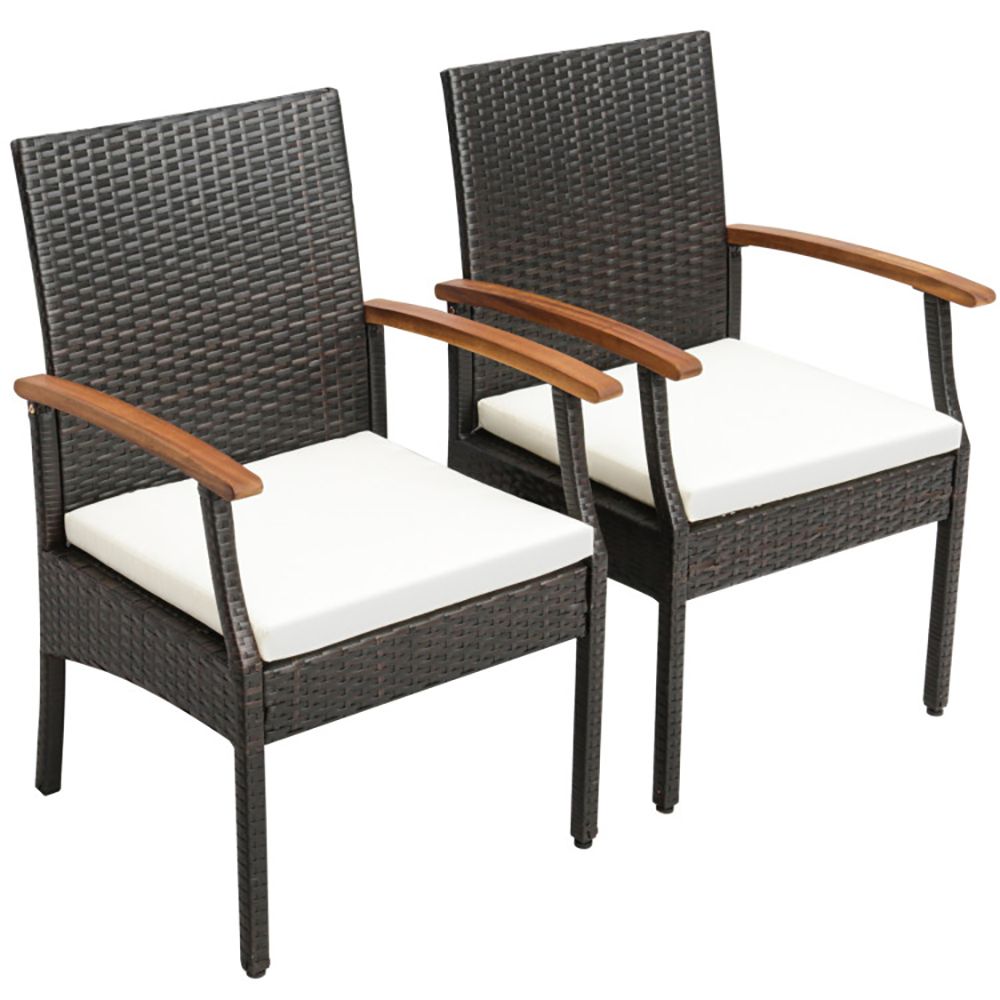 Set of 2 Patio Dining Chair with Soft Zippered Cushion