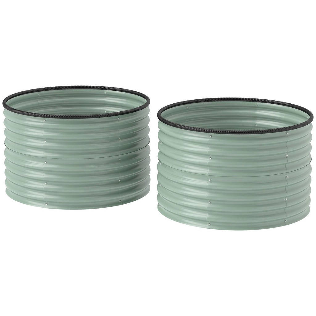 Set of 2 Raised Garden Bed, Metal Planter Box with Safety Edging, Easy-to-assemble Stock Tank, Light Green