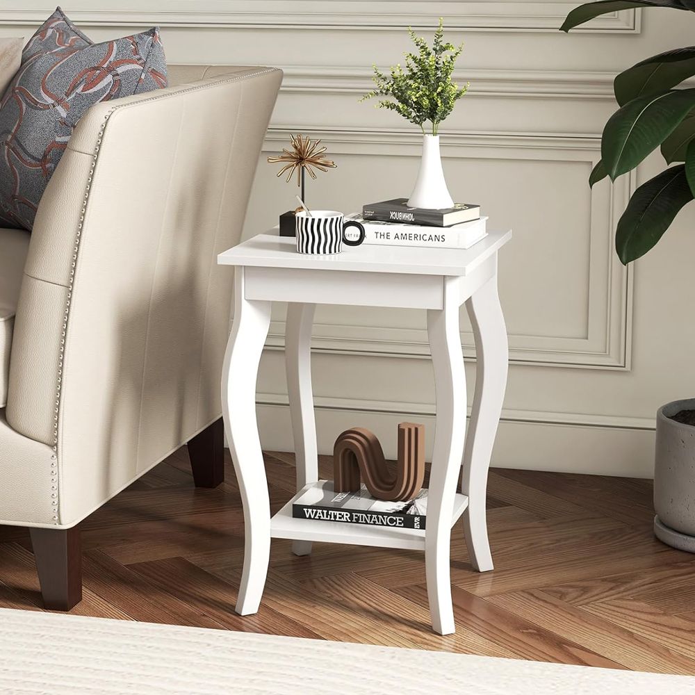 Set of 2 Side Table End Table Night Stand with Shelf