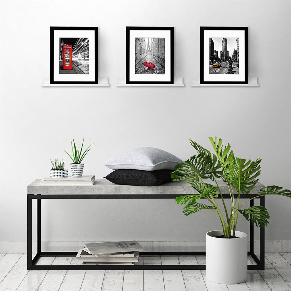 Set of 3 14-inch Floating Wall Shelves by White YJ