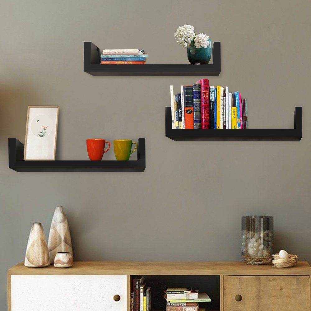 Set of 3 Floating Display Shelves Ledge Bookshelf Wall Mount Storage Home Décor