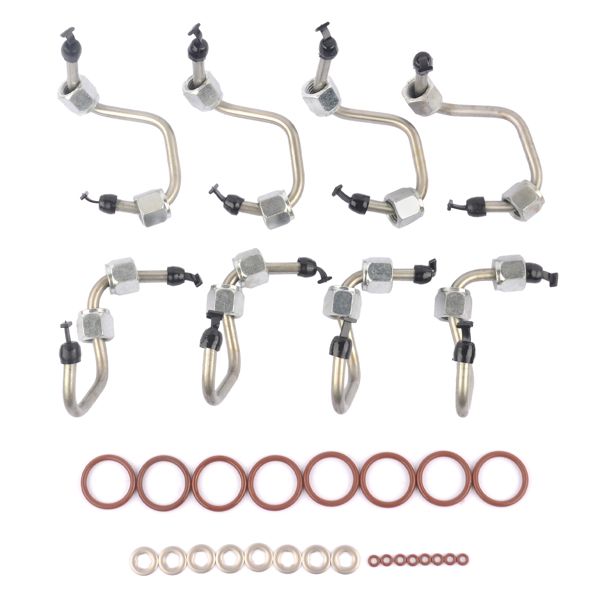 Set of 8 Fuel Injector Install Kit with Injector Line for Ford F-250 F-350 F-450 F-550 6.4L Powerstroke 2008-2010