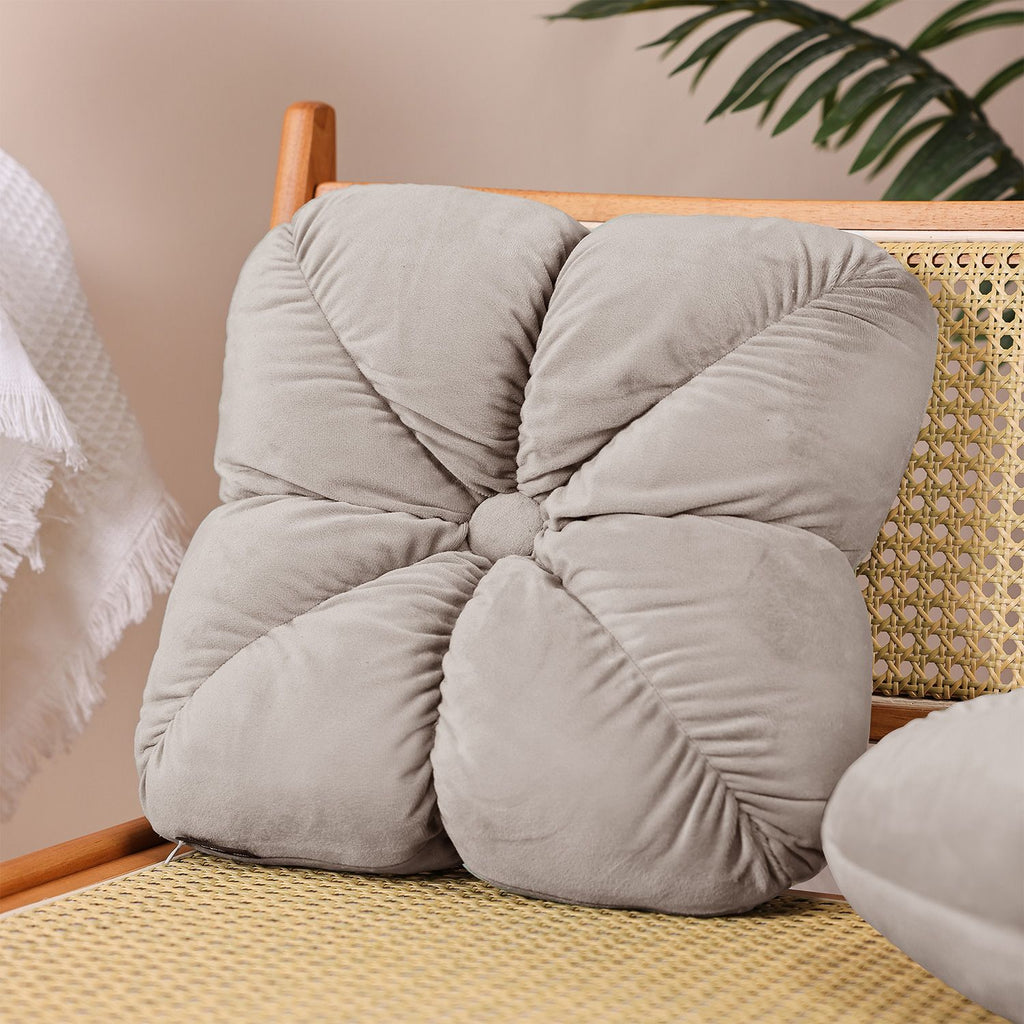 Set of Two 14" Square Velvet Flower Knot Accent Throw Pillows(TEMU&TK)