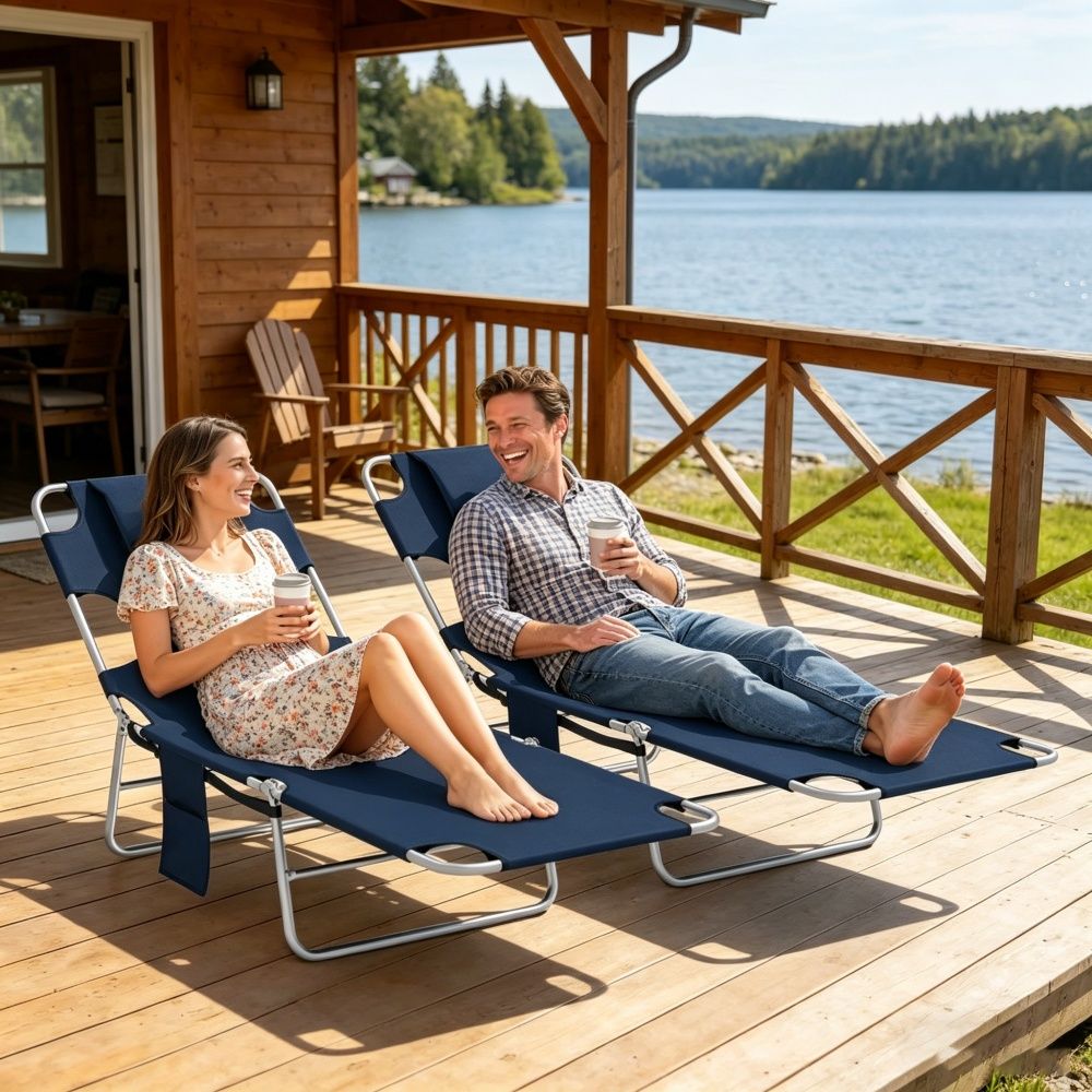 Set of two sun loungers