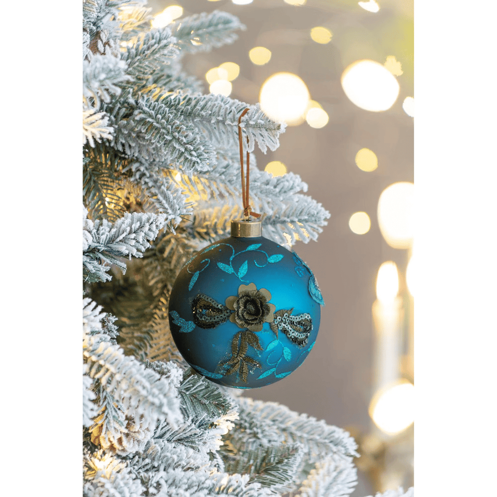 Setof4 Glass Christmas Ball Ornaments with Glitter and PaintingDesignby Riccardo TreeDecor