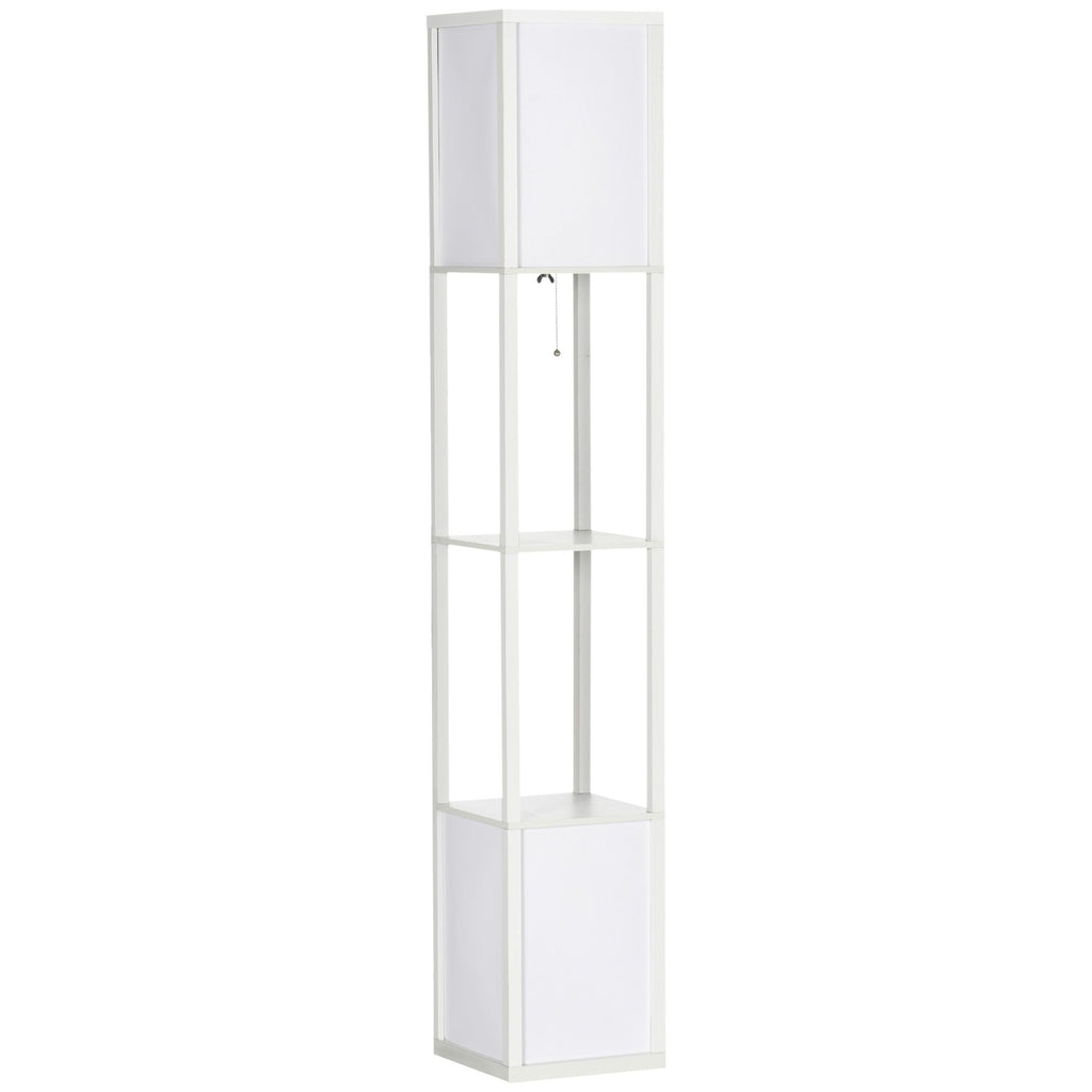 Shelf Floor Lamp White 2 Light Fabric Shade for Living Room Bedroom 10.25x10.25x61.5