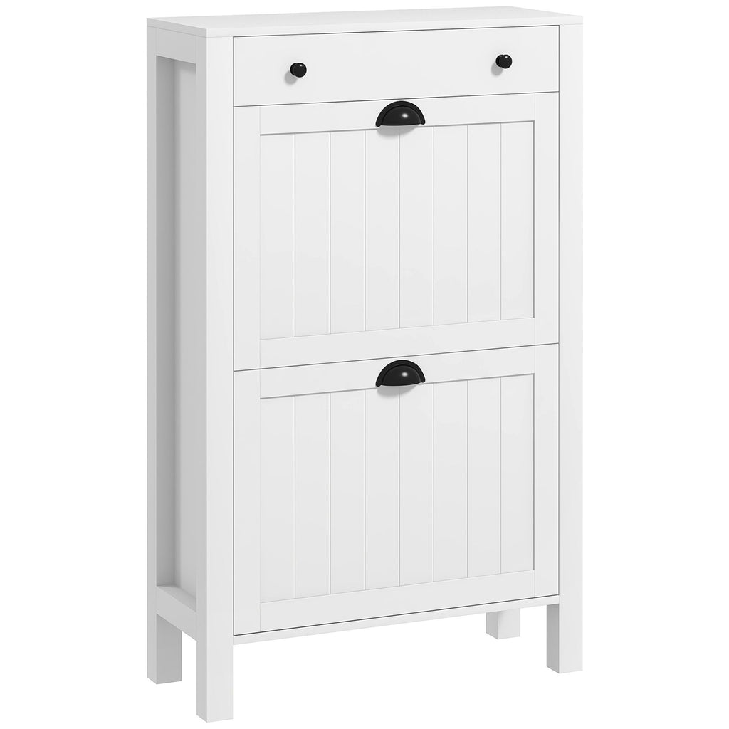 Shoe Storage Cabinet 8 Pair Organizer Freestanding Rack for Entryway Living Room White