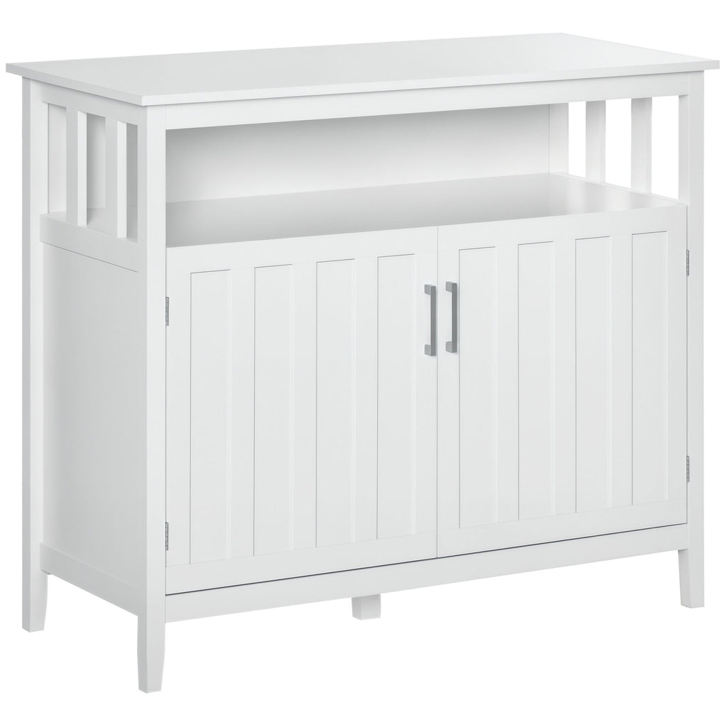 Sideboard Buffet Cabinet, Coffee Bar Cabinet with 2 Doors and Adjustable Shelves, Console Table for Kitchen Entryway Living Room, White