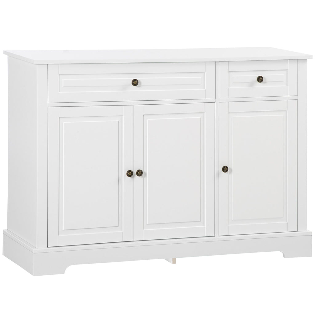 Sideboard Buffet Cabinet, Modern Accent Cabinet with 2 Drawers and Adjustable Shelves, Entryway Cabinet, White