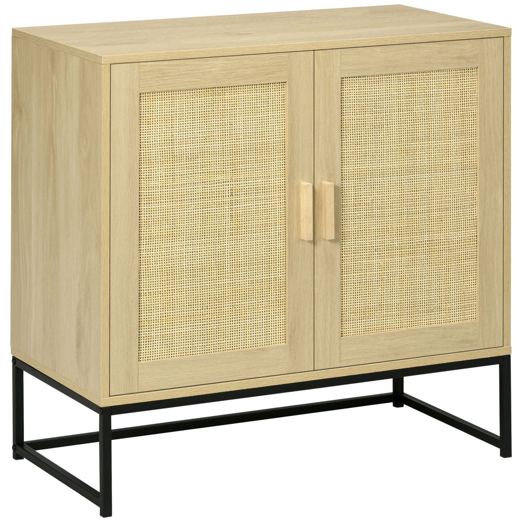 Sideboard Buffet Cabinet, Storage Cabinet with Rattan Doors, Adjustable Shelf, Metal Base, for Living Room, Bedroom, Kitchen