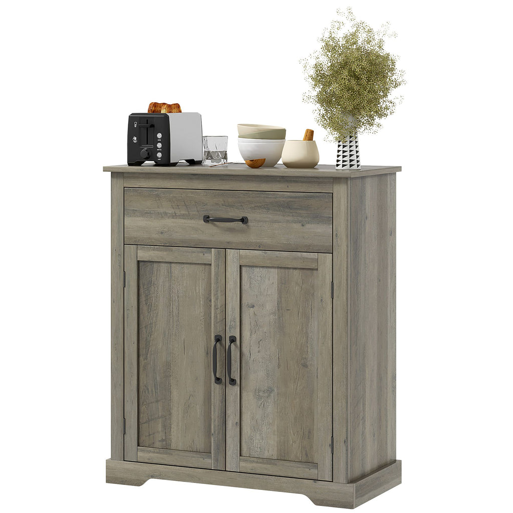 Sideboard Buffet Table with Drawer, Storage Cabinet with Double Doors and Adjustable Shelf, Gray