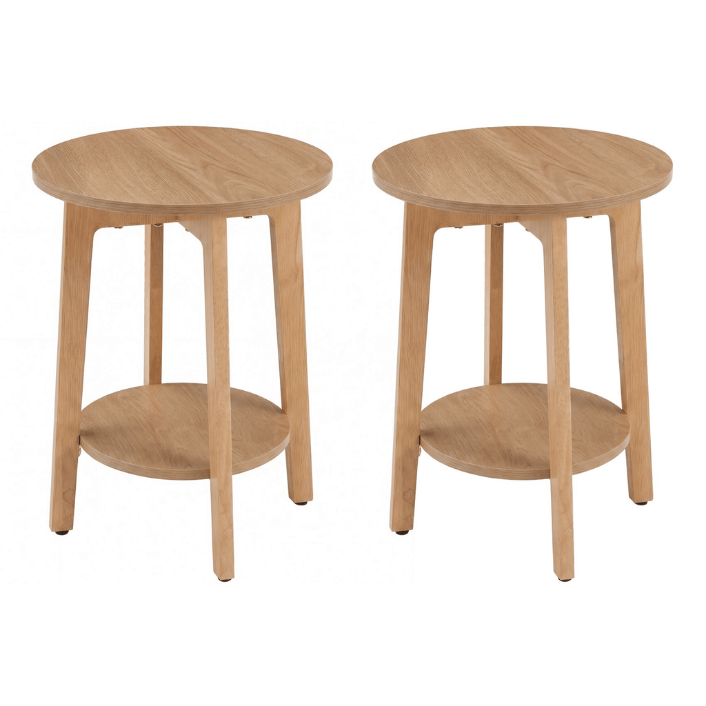 SideTable, 2-Tier Small Round EndTable, Nightstand with Tapered Legs, Curved Transitions,forSmall Spaces, Living Room, Bedroom