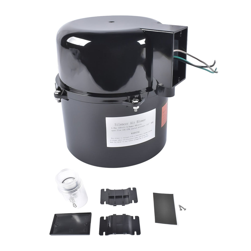Silencer Pool Spa Hot Tub Blower Black 2HP 120 Volts 9.0 Amps Overload Protection