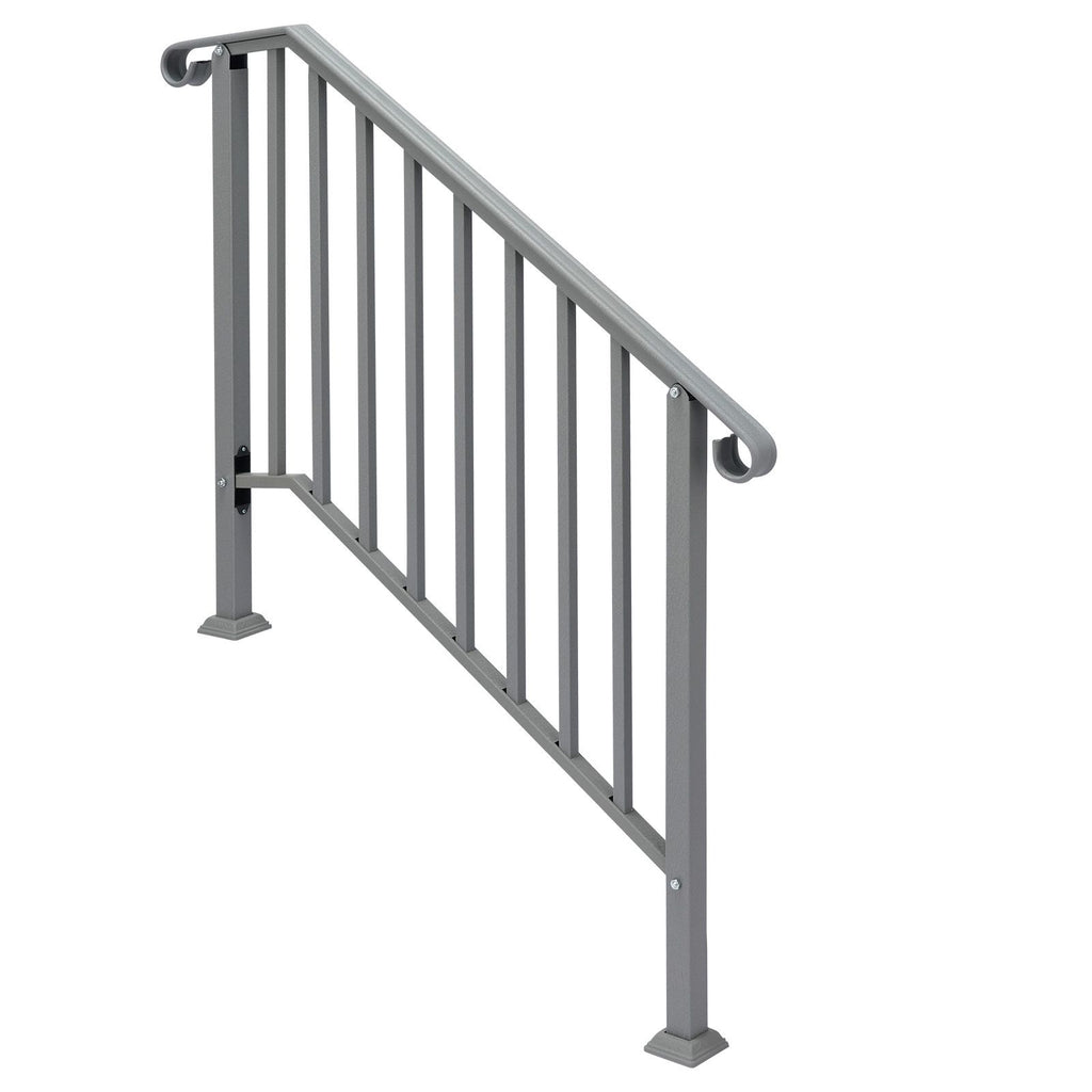 Silver Outdoor 3-Step Iron Handrail
