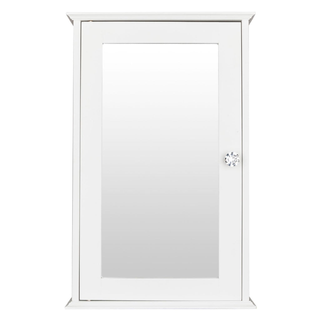 Single Door Mirror Indoor Bathroom Wall Mounted Cabinet Shelf White RT