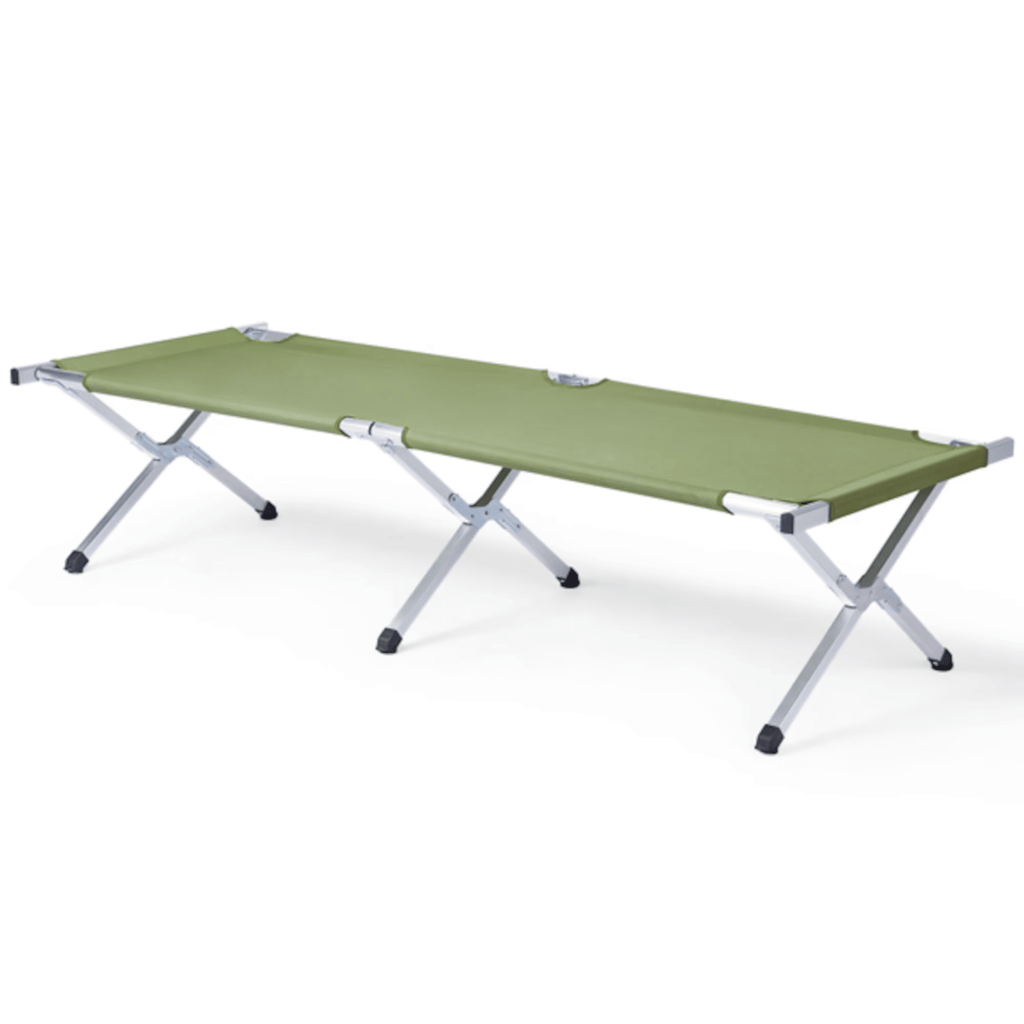 Single Folding Camping CotforAdults, 74 x 28 x 18 in, Aluminum Frame, Oxford Fabric, Carry Bag, Green