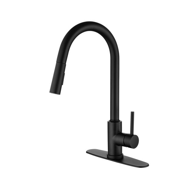 Single Handle High Arc Pull Out Kitchen Faucet; Single Level Stainless Steel Kitchen Sink Faucets with Pull Down Sprayer