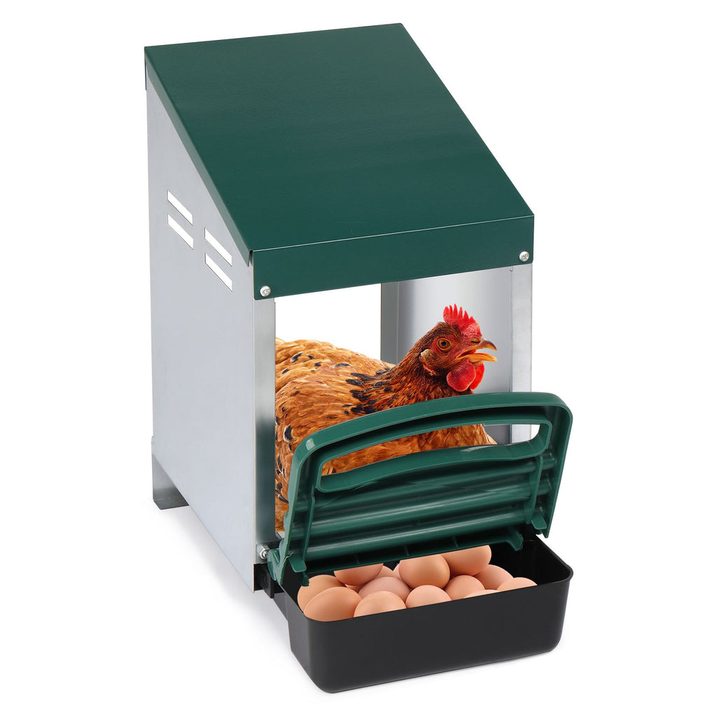 Single Roll Out Chicken Nesting Box with Plastic Basket, Egg Nest Box Chicken Laying Box Hens Chicken Coop Box, Green