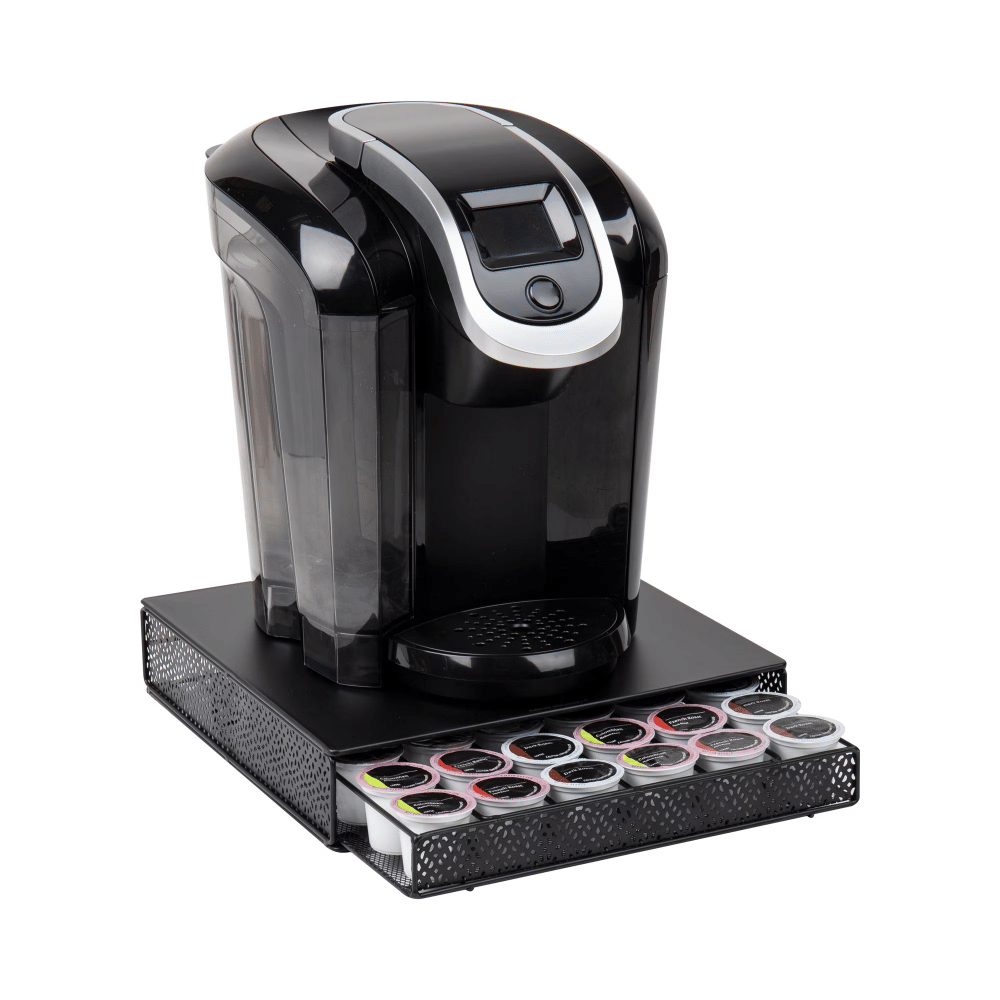 Single Serve Coffee Pod Drawer, 36 Pod Capacity, Metal, 12.75"L x 13"W x 3"H, Black