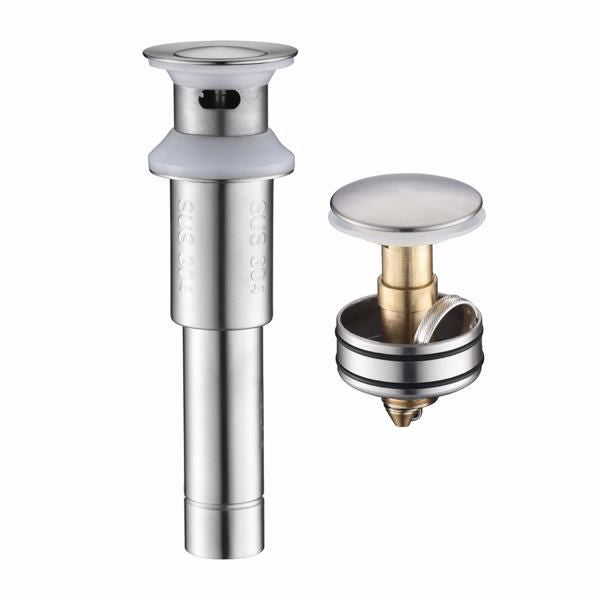 Sink Drain Stopper Bathroom 1.75 In; Pop-Up Drain Stainless Steel With Overflow Anti-Clogging for Vessel Sink Lavatory Vanity Sink Drain with Strainer Basket; Brushed Nickel.