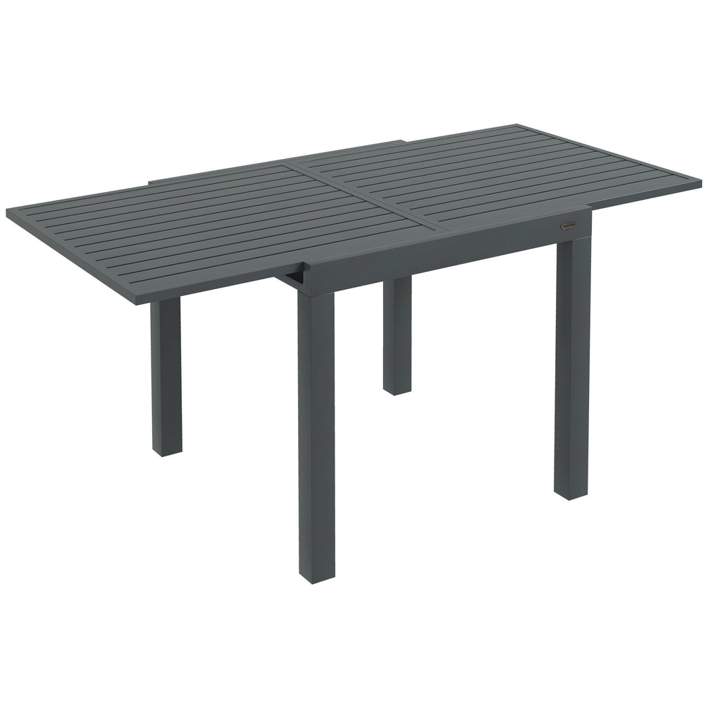 Slate Extendable Dining Table: Adaptable Size for 4-6, Aluminum, Perfect for Outdoor Family Meals, Gray|