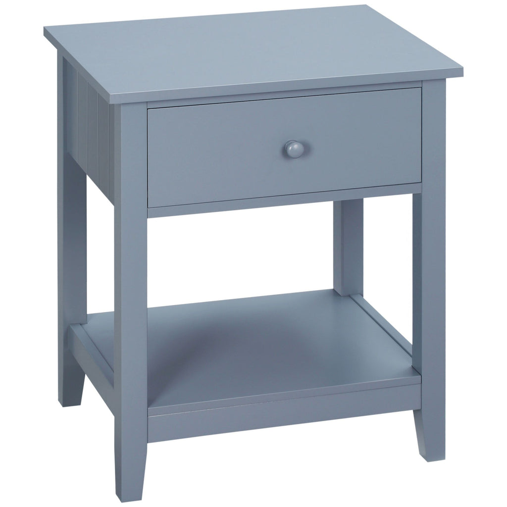 Sleek Grey Bedside Table, Modern, with Drawer, Shelf, for Bedroom, Living Room
