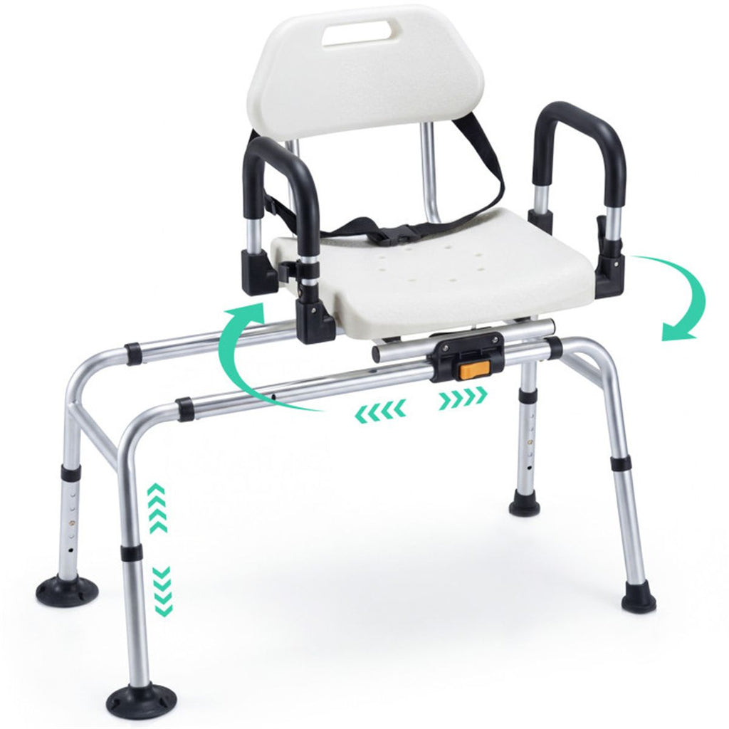 Sliding Shower Chair , 4-Position Swivel Seat & Left-Right Slide, 300LBS Capacity
