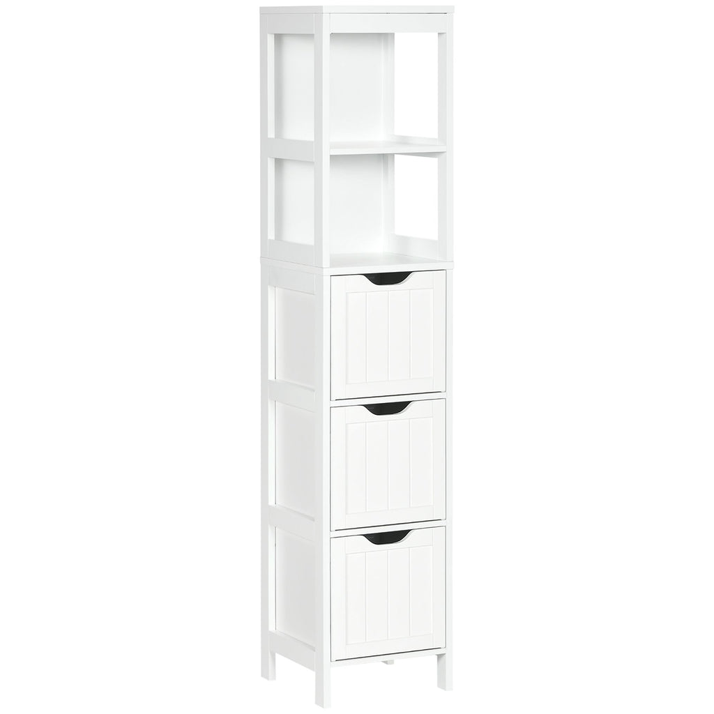 Slim Bathroom Cabinet 3 Drawers 2 Tier Shelf Tall Freestanding Linen Towel Organizer White