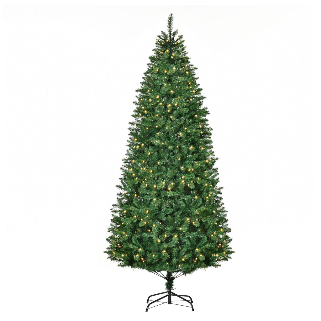 Slim Prelit Christmas Tree 7.5ft Warm White LED Lights Holiday Home Xmas Decoration Green