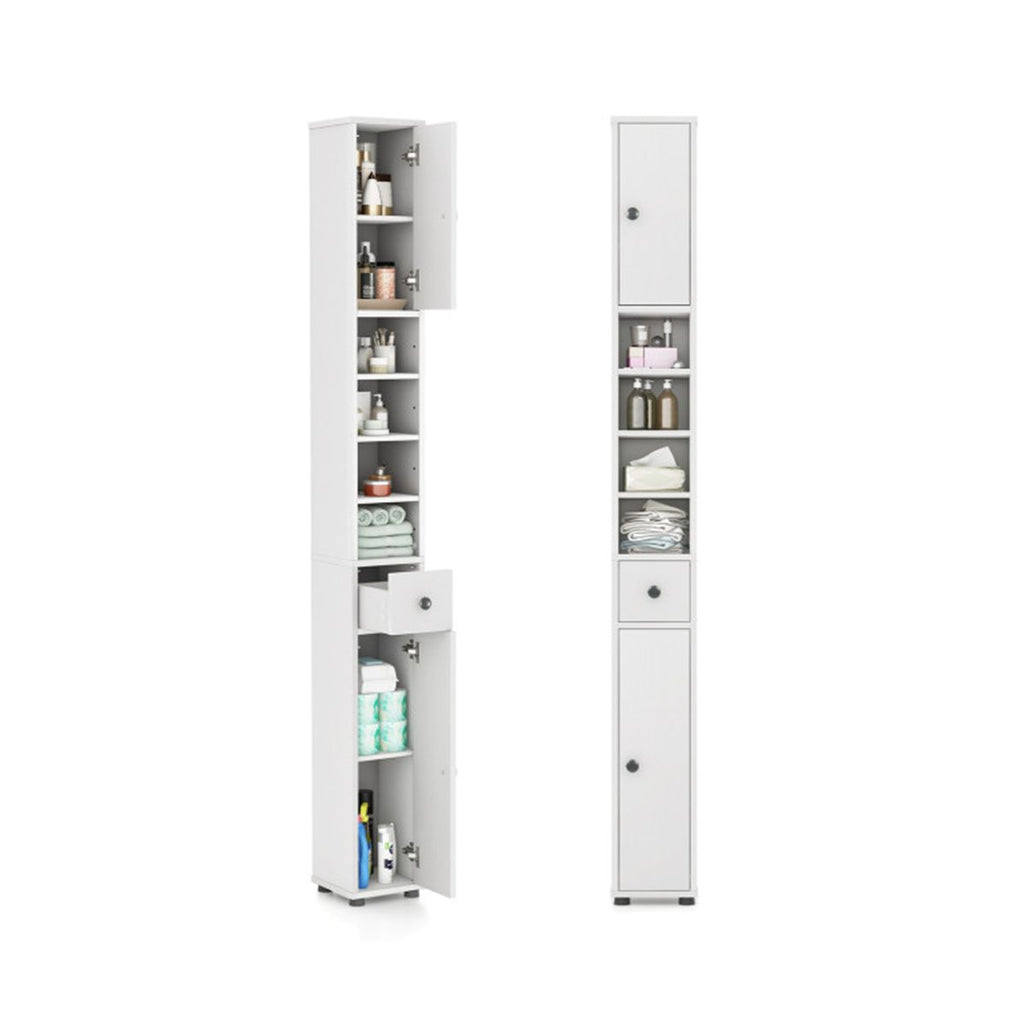 Slim Tall Bathroom Storage Cabinet 8" x 8" x 71" Narrow Floor Organizer with Adjustable Shelves