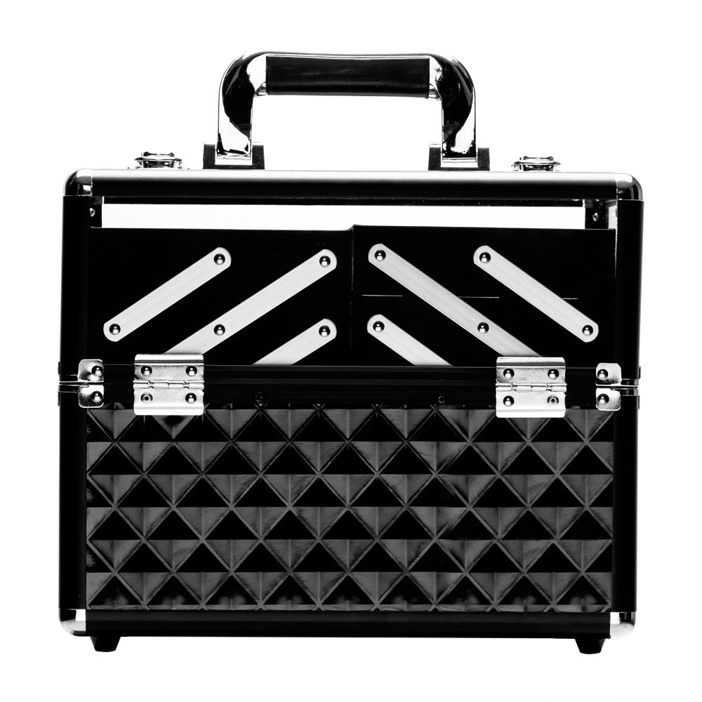 SM-1923 ABS / Acrylic / Checkered Portable Cosmetic Case Aluminum Cosmetic Case Black