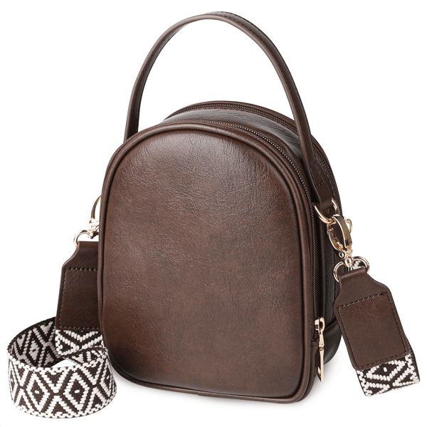 Small Crossbody Bag for Women with Handle and Adjustable Strap, Cell Phone Purse Cross body with 2 Zipper Pockets-Coffee