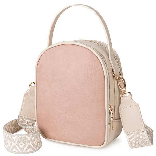 Small Crossbody Bag for Women with Handle and Adjustable Strap, Cell Phone Purse Cross body with 2 Zipper Pockets-Pink