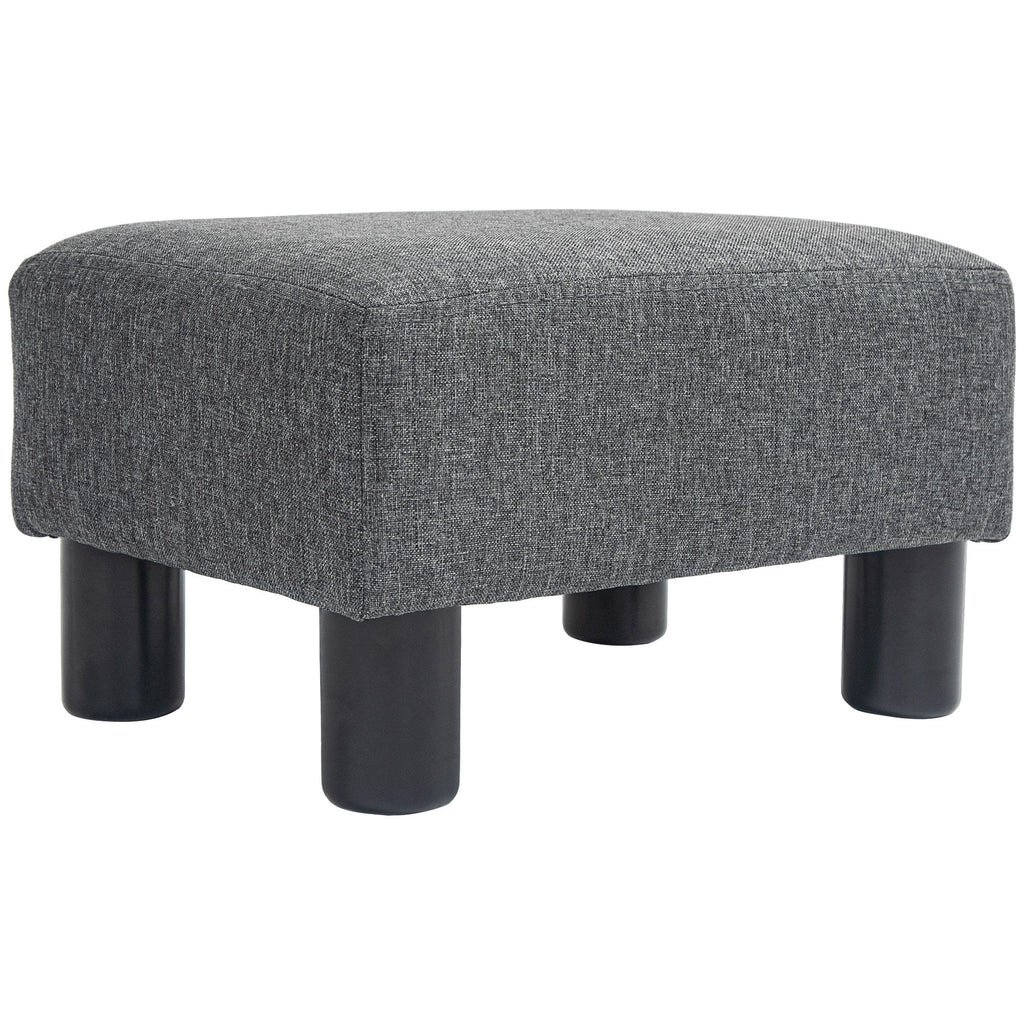 Small Ottoman Foot Rest, Foot Stool with Linen Fabric Upholstery and Plastic Legs, Cube Ottoman, Charcoal Gray