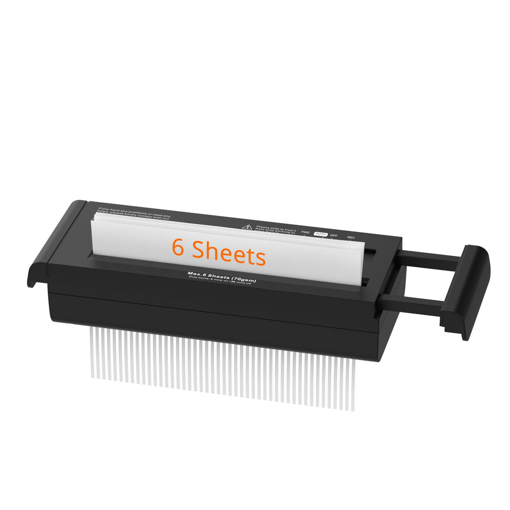 Small Paper Shredder for Home, 6 Sheet Strip Cut Paper Shredder Without Basket,Portable Shredder Extendable Arm Design with Overheat Protection for Home Office