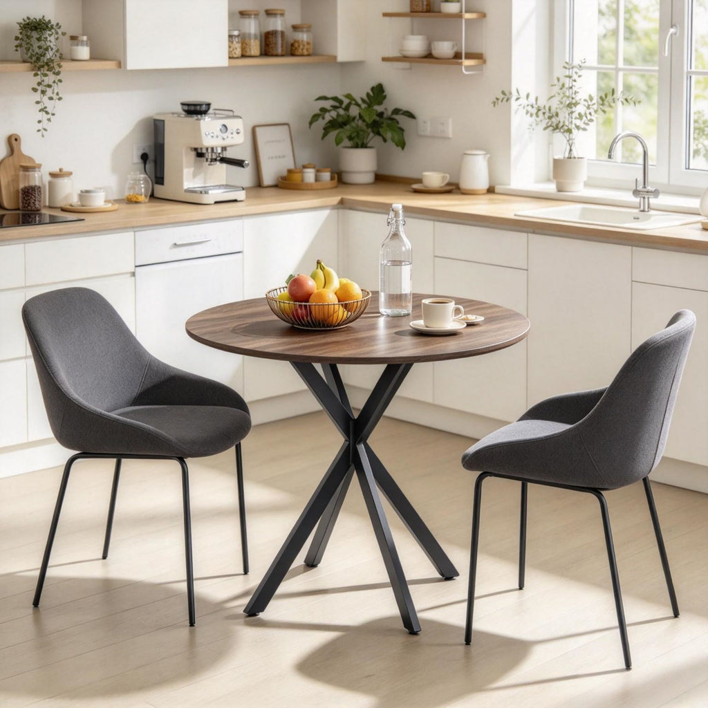 Small Round Dining Table 31.5", Industrial Kitchen Table for 2 with Cross Legs(Table only)