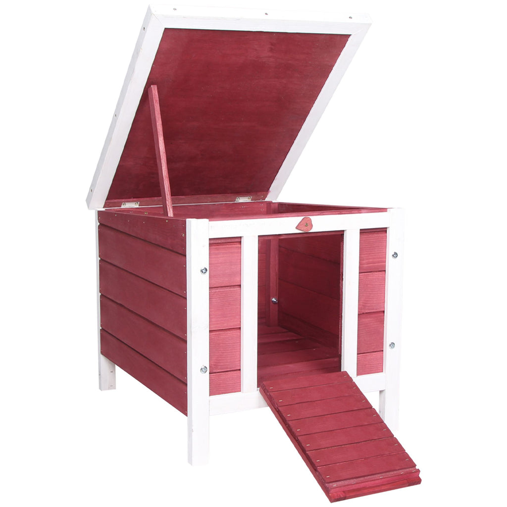 Small Wooden Rabbit Hutch Bunny Guinea Pig Dog House with Waterproof Openable Roof Red