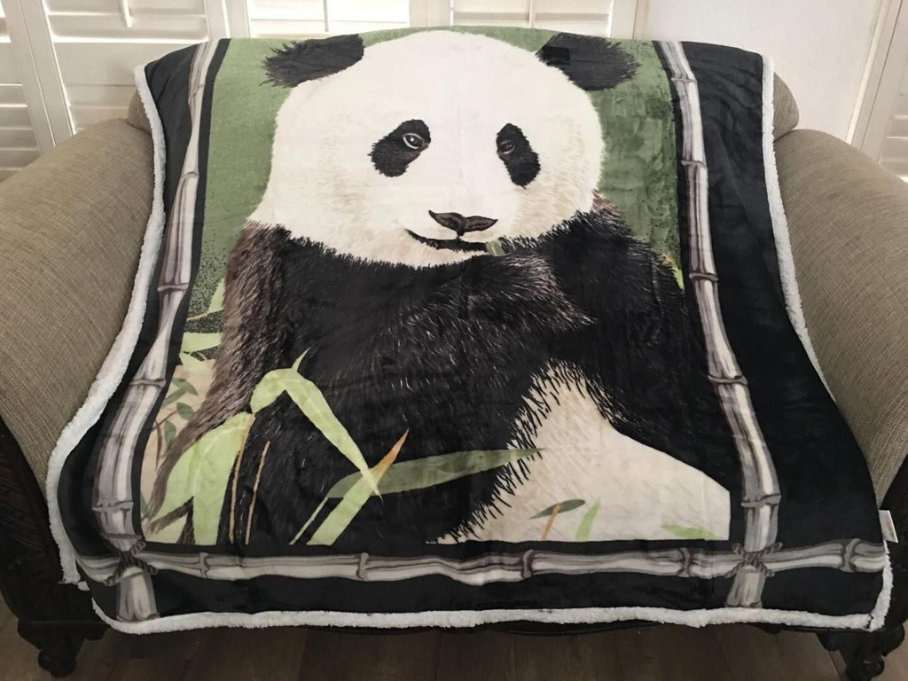 Soft Silk Touch Flannel with Sherpa Lined Throw 50"X60" Panda