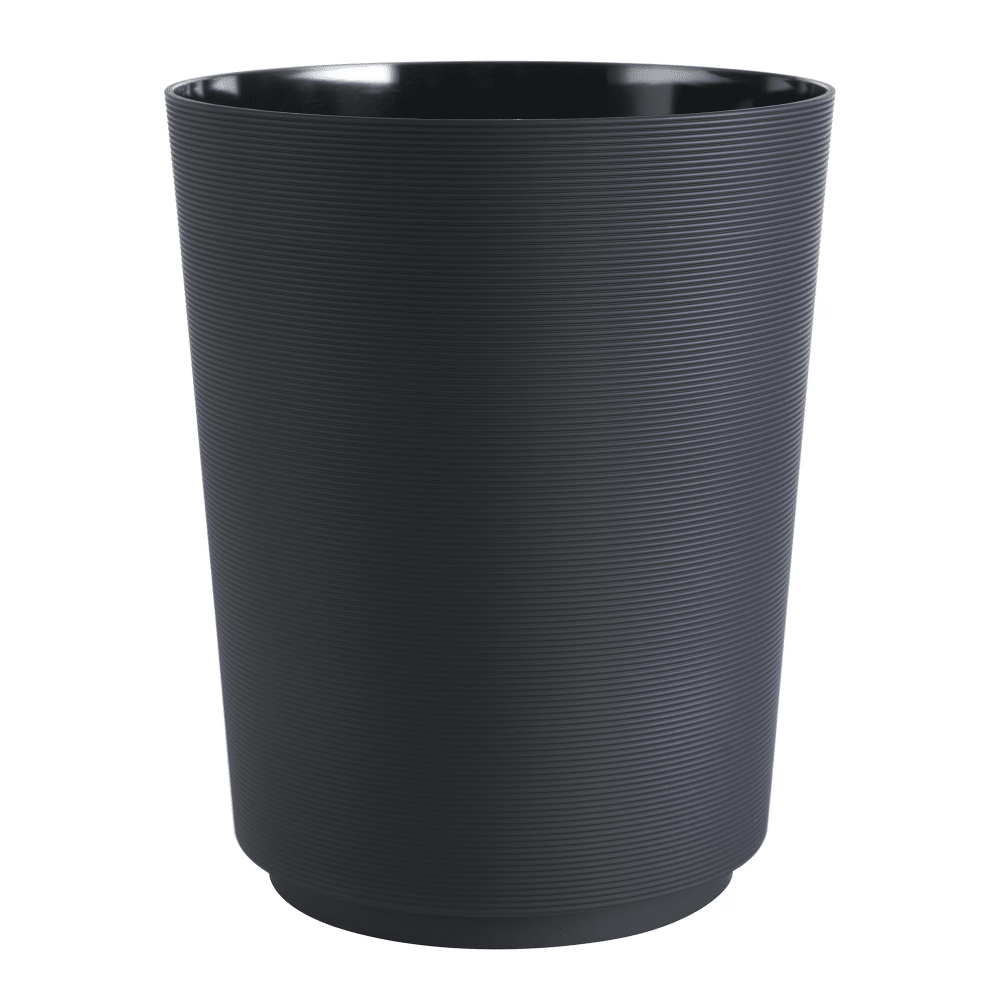 Soft Touch Ribbed Plastic 1.98 Gallon Black Trash Can