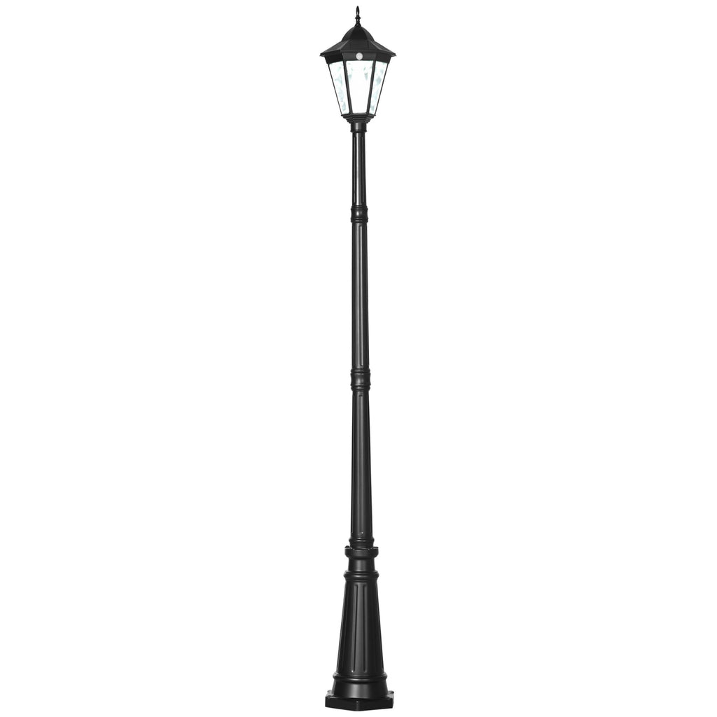 Solar Post Light 94.5" Outdoor Vintage Street Lamp Solar Powered for Garden Pathway Driveway Black