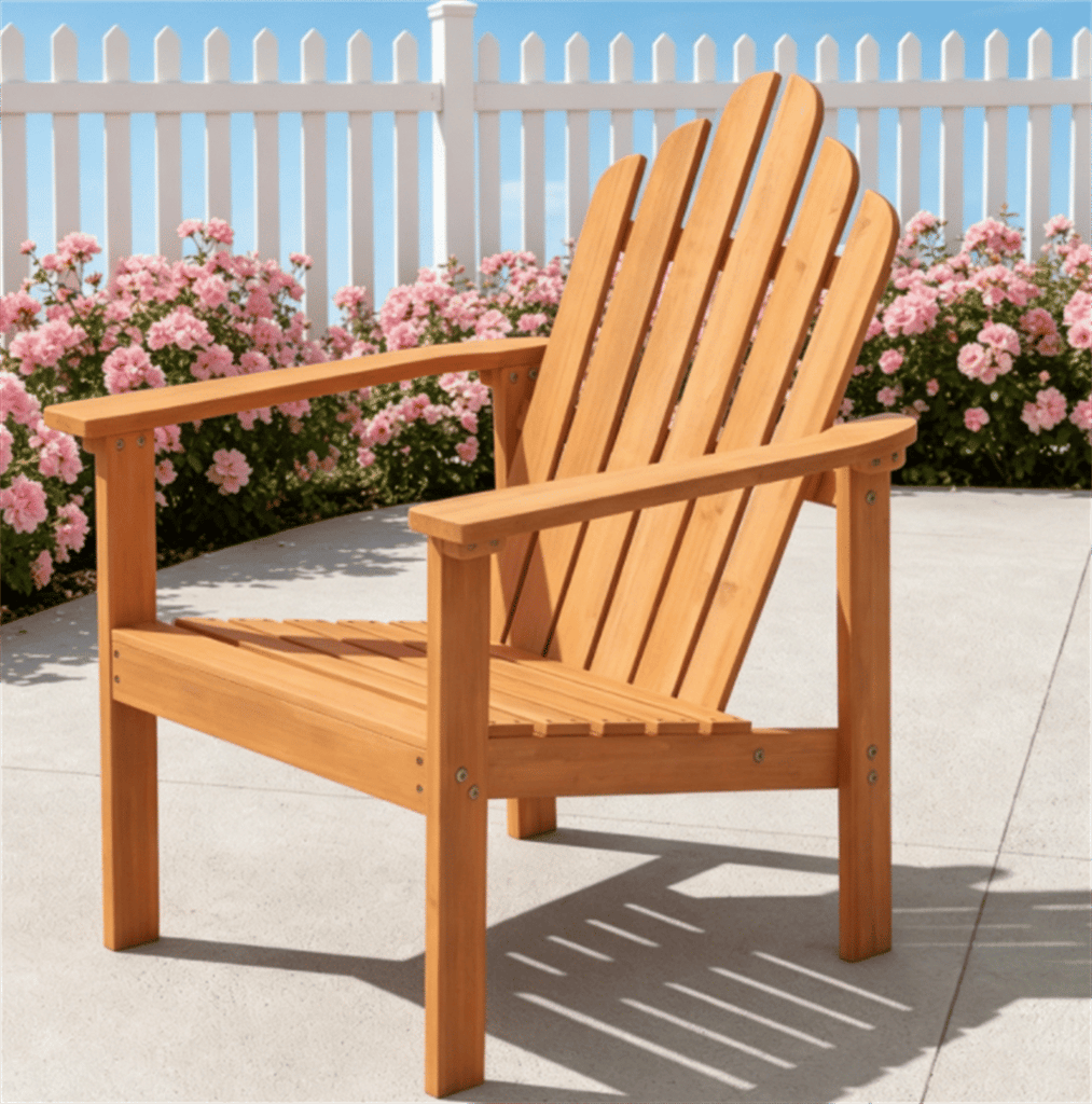 Solid Acacia Wood Adirondack Chair, 400 lbs Heavy Duty Sloped Seat Outdoor Patio Lawn Chair with Wide Armrests for Backyard Deck Fire Pit
