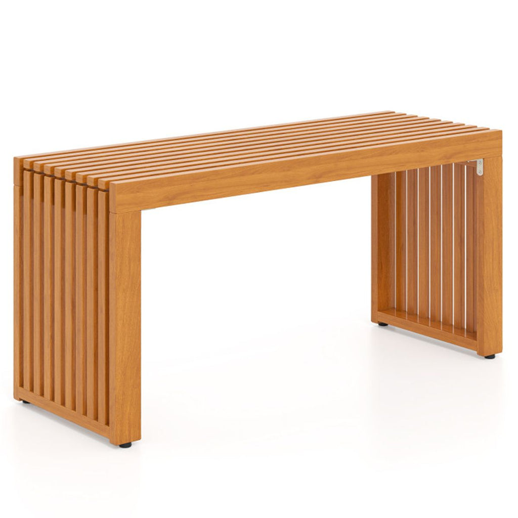 Solid Acacia Wood Patio Bench, 800 LBS Weight Capacity 2-Person Backless Outdoor Bench