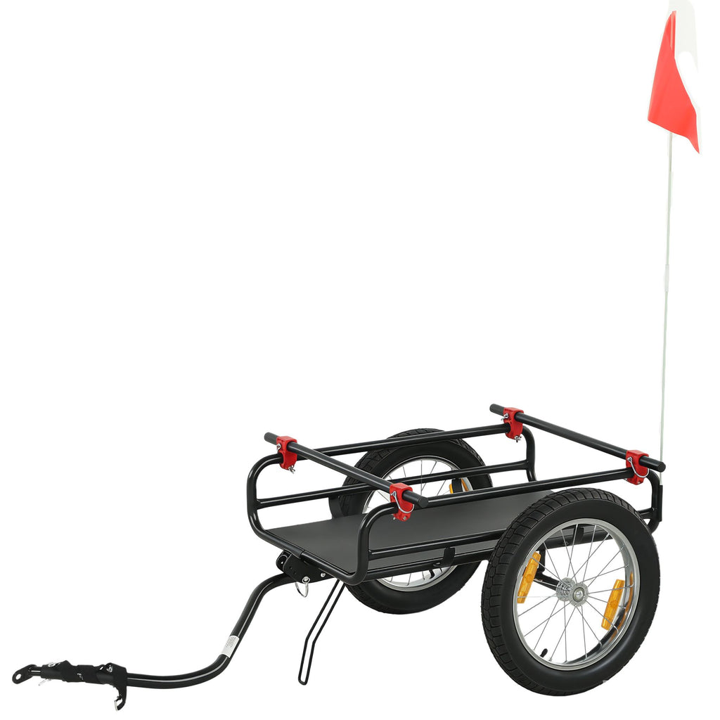 Soozier 2-In-1 Bike Cargo Trailer & Wagon Cart, Multi-Use Bicycle Trailer with Quick Release 16" Pneumatic Wheels, Kickstand