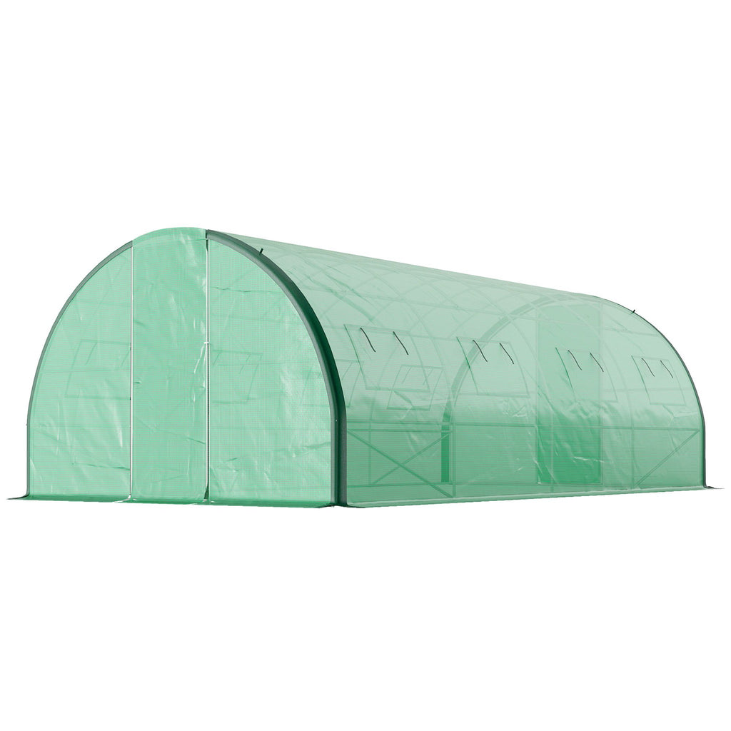 Spacious Green Tunnel Greenhouse: Walk-in Design with Doors and Windows for Optimal Plant Growth, 19.7ft